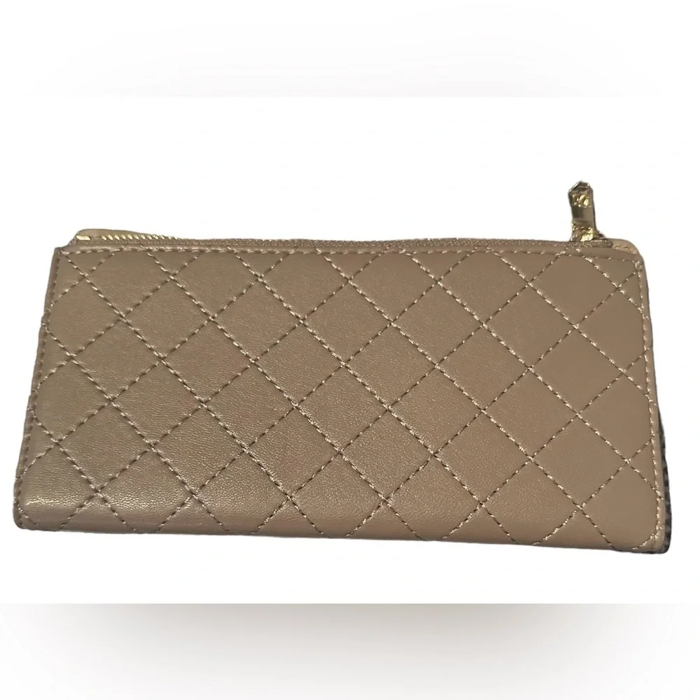 BADGLEY MISCHKA Quilted Long Card Wallet - Taupe MSRP-$59